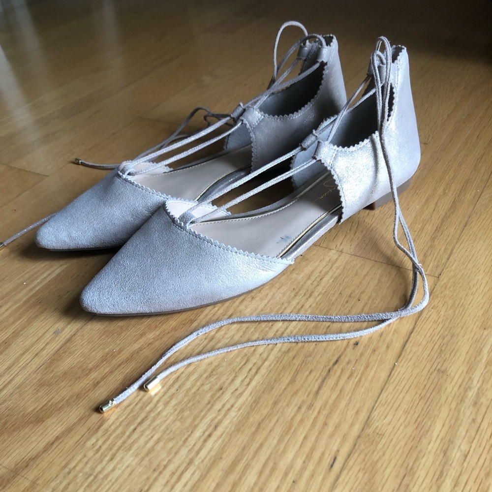 Jessica Simpson Gold Lace-Up Flats - 9.5